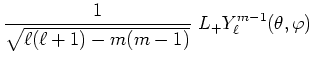$\displaystyle \frac{1}{\sqrt{\ell(\ell+1)-m(m-1)}}~
L_+ Y^{m-1}_\ell(\theta,\varphi)$