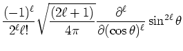 $\displaystyle \frac{(-1)^\ell}{2^\ell \ell !}
\sqrt{\frac{(2\ell+1)}{4\pi} }
\frac{\partial^\ell}{\partial (\cos \theta)^\ell}
\sin^{2\ell} \theta$